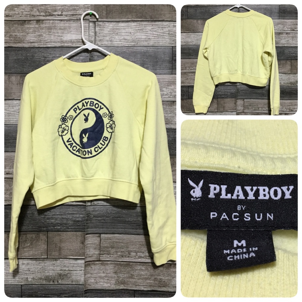 Playboy Pacsun Crop Sweatshirt Women’s M Yellow Fleece Playboy Vacation Club
